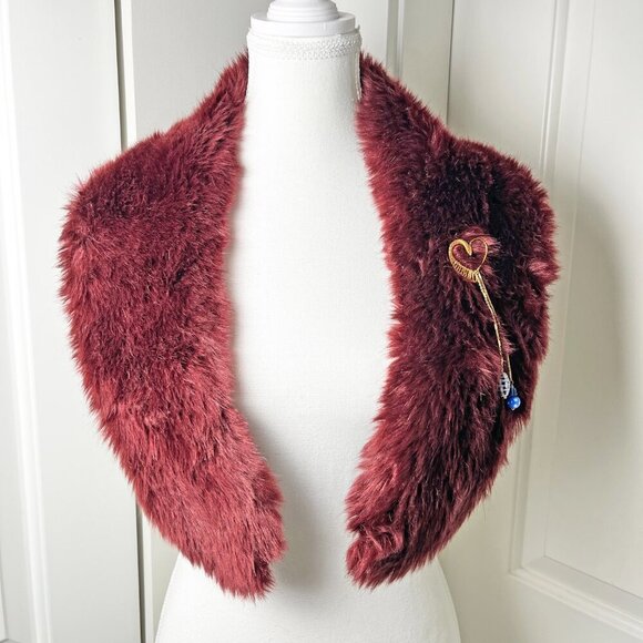 Vtg Houndstooth Detachable Collar Wool Blazer & Handmade Brooch Unisex M Women L - Picture 5 of 8